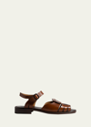 HEREU ANCORA ANKLE-STRAP LEATHER SANDALS