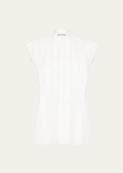 St Agni Sleeveless Tuck-detail Shirt In White