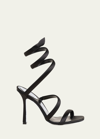 René Caovilla Snake-wrap Satin Stiletto Sandals In Gray
