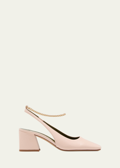 Maria Luca Ilaria Leather Ankle-chain Slingback Pumps In Pink