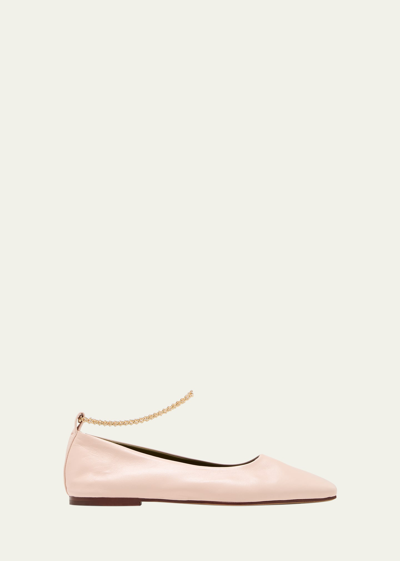 Maria Luca Augusta Ankle-chain Leather Ballerina Flats In Nude