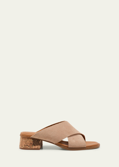 See By Chloé Liana Suede Crisscross Slide Sandals In Nude