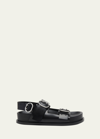 Jil Sander Leather Slingback Sandals With Double Buckle In Black