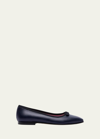 Carel Metallic Bow Square-toe Ballerina Flats In Navy