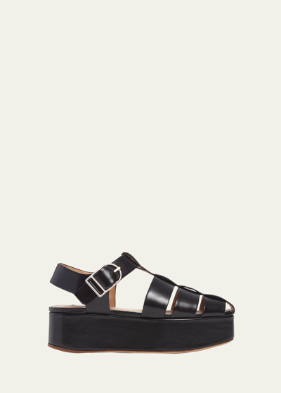 Gabriela Hearst Mila Leather Platform Fisherman Sandals In Black