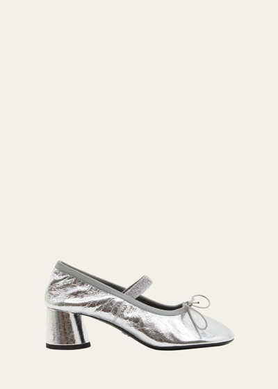 Proenza Schouler Glove Metallic Mary Jane Ballerina Pumps In Silver