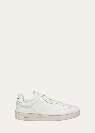 VEJA V-90 LOW-TOP LEATHER SNEAKERS