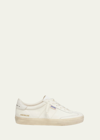 Golden Goose Soulstar White Low Top Sneakers With Logo Patch On The Tongue And Logo Lettering On Side And Heel In In White