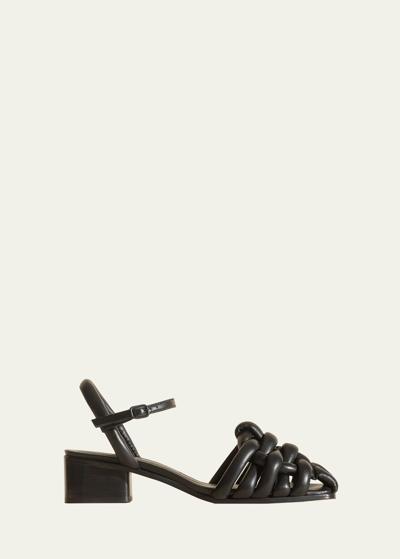 Hereu Caberasa Padded Woven Leather Sandals In Black 0011