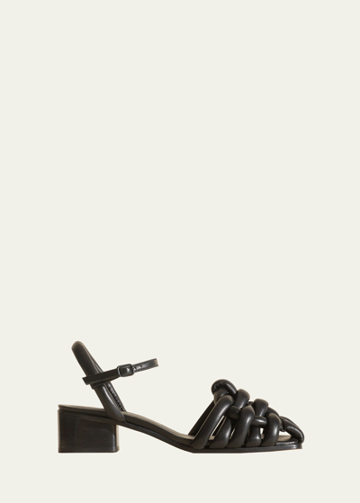 Hereu Caberasa Padded Woven Leather Sandals In 黑色
