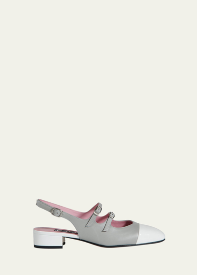 Carel Bicolor Dual Mary Jane Slingback Pumps In Abricot Grey And