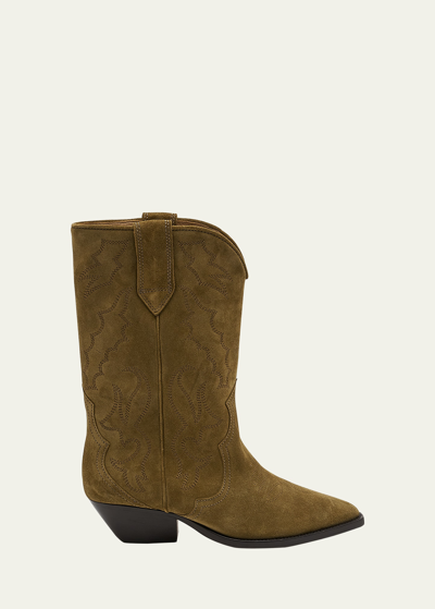 Isabel Marant Duerto Suede Short Western Boots In Taupe