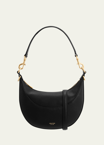 Oroton Florence Small Zip Shoulder Bag In Black