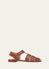Gabriela Hearst Lynn Flat Sandal In Cognac Nappa Leather With Stitch In Cognac