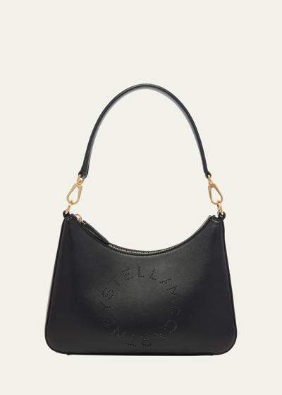 Stella Mccartney Logo Vegan Leather Shoulder Bag In Black