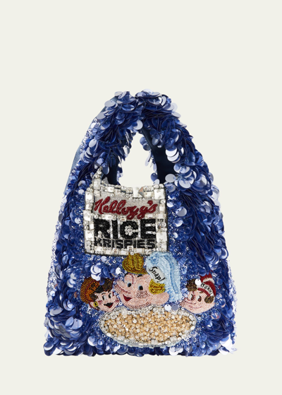 Anya Hindmarch Rice Krispies Embellished Recycled-satin Tote In Sky Blue