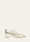 Carel Kina Triple Strap Laminated Leather Pumps In Platinum