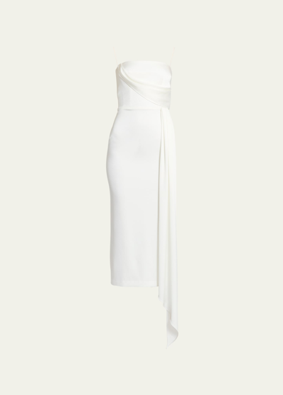 Alex Perry Hayden Strapless Draped Crepe Jumpsuit In White