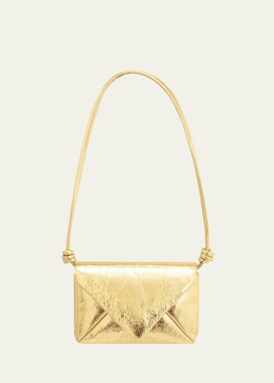 Oroton Elvie Flap Metallic Leather Crossbody Bag In Gold