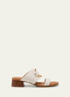 See By Chloé Hana Leather Ring Slide Sandals In Natural