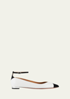 Aquazzura Pinot Bicolor Ankle-strap Ballerina Flats In Whiteblack