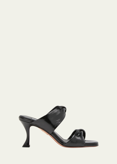Aquazzura Twist 75 Nappa Leather Sandals In Black