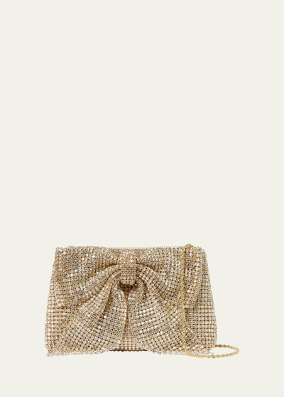 Loeffler Randall Jolene Bow Rhinestone Clutch Bag In Gold/gold