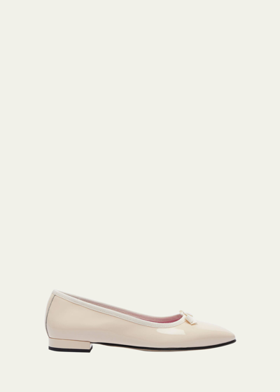 Carel Metallic Bow Square-toe Ballerina Flats In Nude