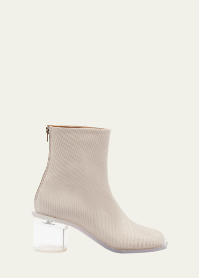Mm6 Maison Margiela Anatomic Leather Clear-heel Ankle Boots In Ivory