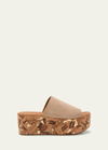 SEE BY CHLOÉ LIANA PLATFORM SUEDE CORK SANDALS