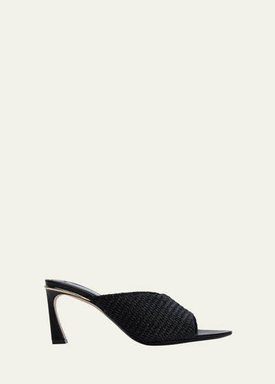 Victoria Beckham Raffia Stiletto Mule Sandals In Black