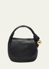 Jil Sander Sphere Flat Napa Leather Shoulder Bag In Black
