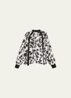 Max Mara Gaetana Floral-print Long-sleeve Blouse In White Black