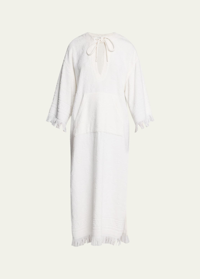 Zimmermann Alight Palm Tree Toweling Midi Dress In Ivory