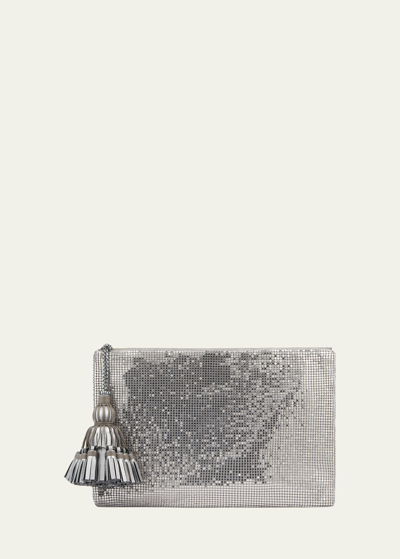 Anya Hindmarch Georgiana Mesh Metal Clutch Bag In Silver