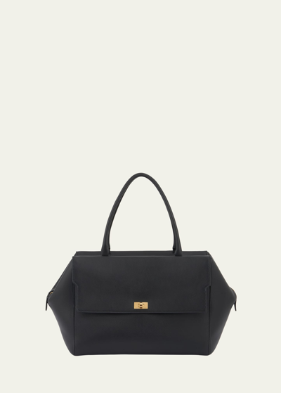 Anya Hindmarch Seaton Large Calfskin Satchel Bag In Schwarz