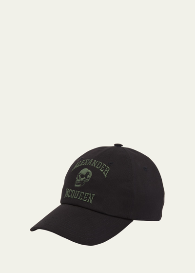 Alexander Mcqueen Men's Stacked Logo Baseball Hat In Black/khaki