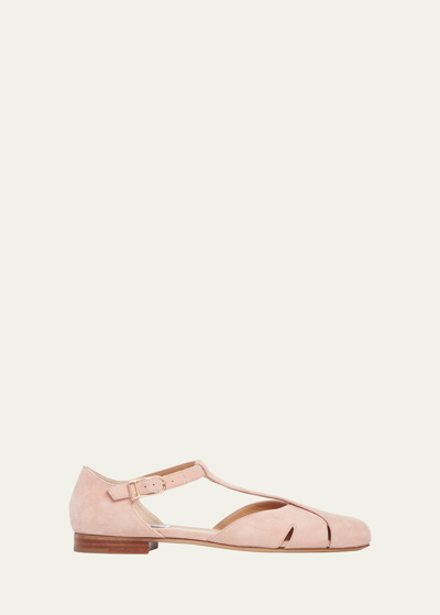 Gabriela Hearst Harlow T-strap Ballerina Flats In Blush