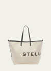 Stella Mccartney Logo Canvas Shopper Tote Bag In Ecru