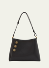 Balmain Emblem Button Leather Shoulder Bag In 0pa Noir
