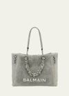 Balmain 1945 Cabas Washed Denim Tote Bag In 6fm Bleu Gris