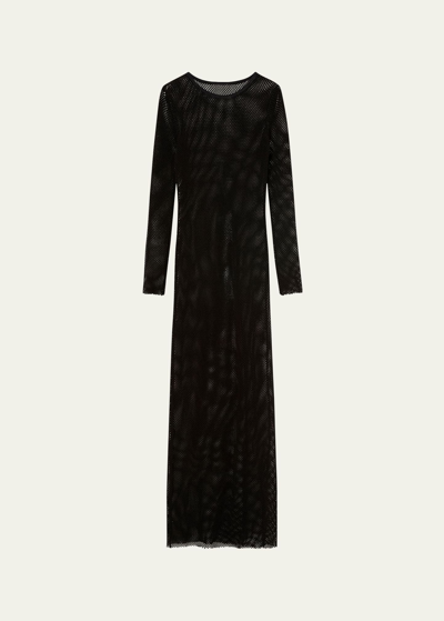 St Agni Mesh Long-sleeve Maxi Dress In Black