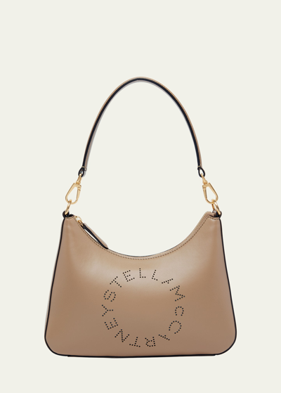 Stella Mccartney Logo Vegan Leather Shoulder Bag In Moss