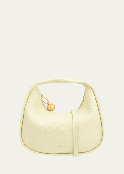 Oroton Clara Small Textured Top-handle Bag In Lemon Butter