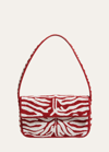 Staud Tommy Floral Shoulder Bag In Scarlet/white