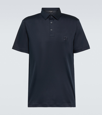 Giorgio Armani Polohemd Aus Baumwolle In Blue