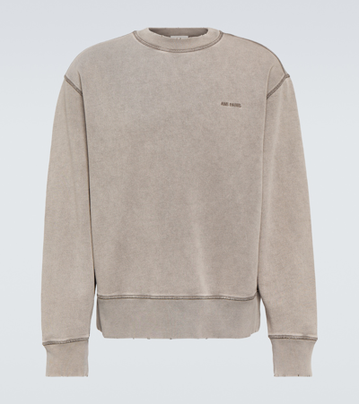 Ami Alexandre Mattiussi Logo-embroidered Cotton Sweatshirt In Grey