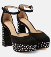 Gianvito Rossi Plateau-pumps Crystal Holly Aus Veloursleder In Black