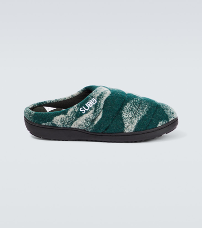 And Wander X Subu Jacquard Wool-blend Slippers In Green