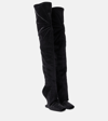 RICK OWENS CANTILEVER VELVET OVER-THE-KNEE BOOTS